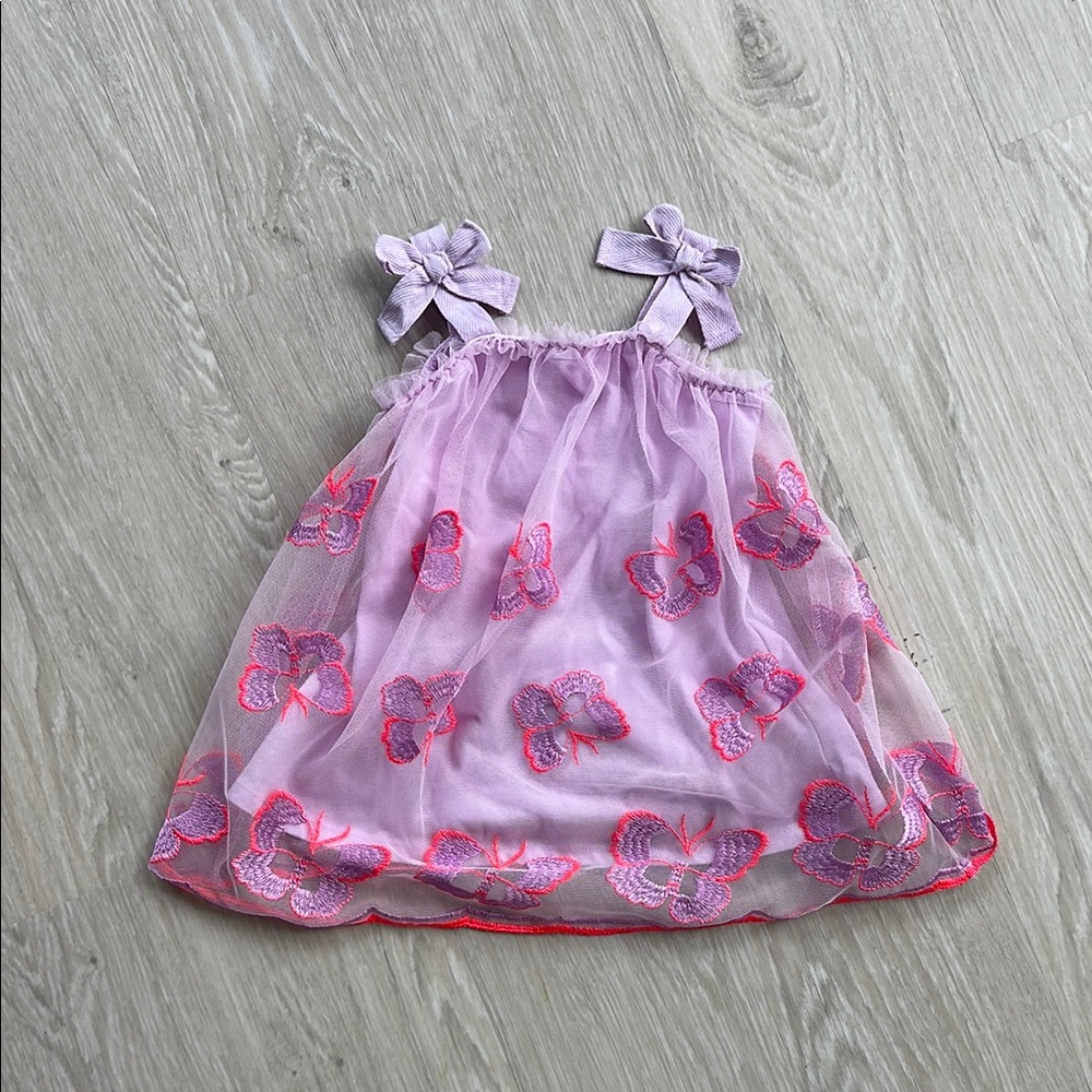 Cat & Jack Lavender Butterfly Baby Dress, size 12 months